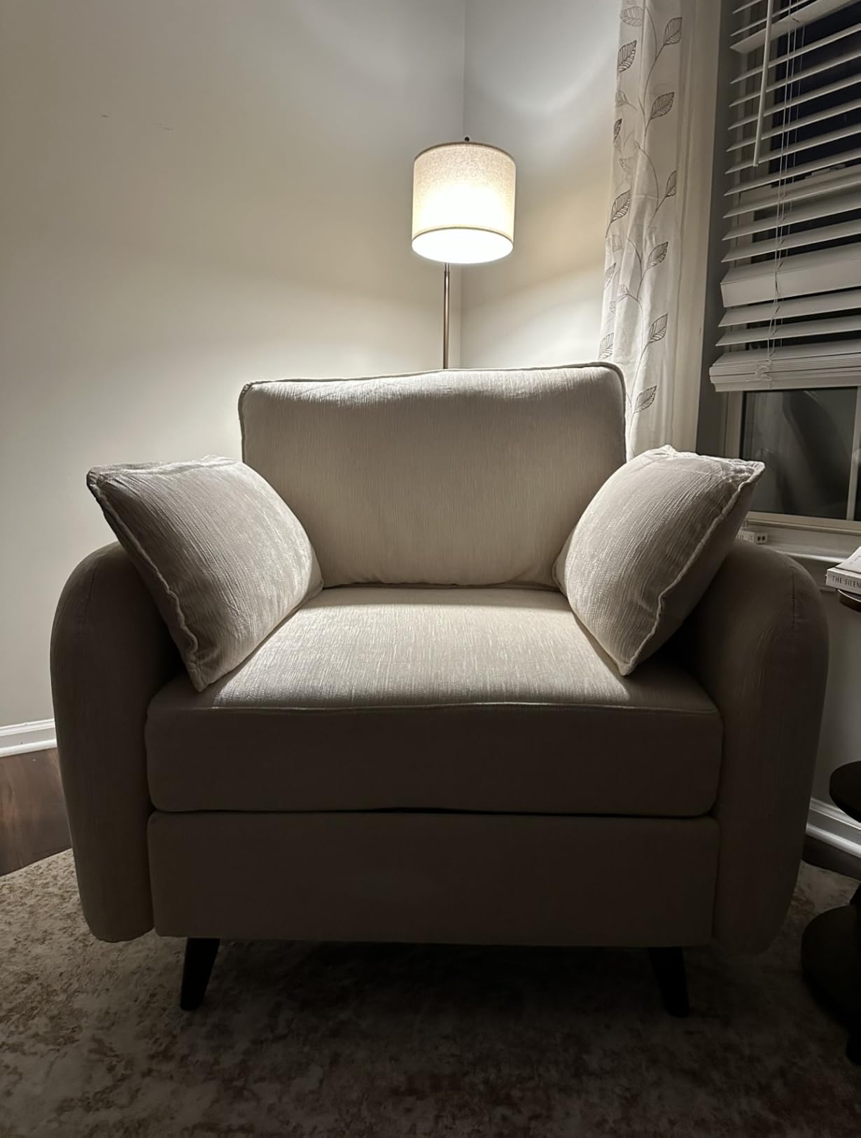 Rexulqo Oversized Accent Chair with All Seats Storage, Comfy Living Room Chairs with 2 Throw Pillow, Upholstered Mid-Century Armchair, 24.5'' Deep Seat, Reading Chair for Bedroom, Office, Chenille, Orange customer photo 1