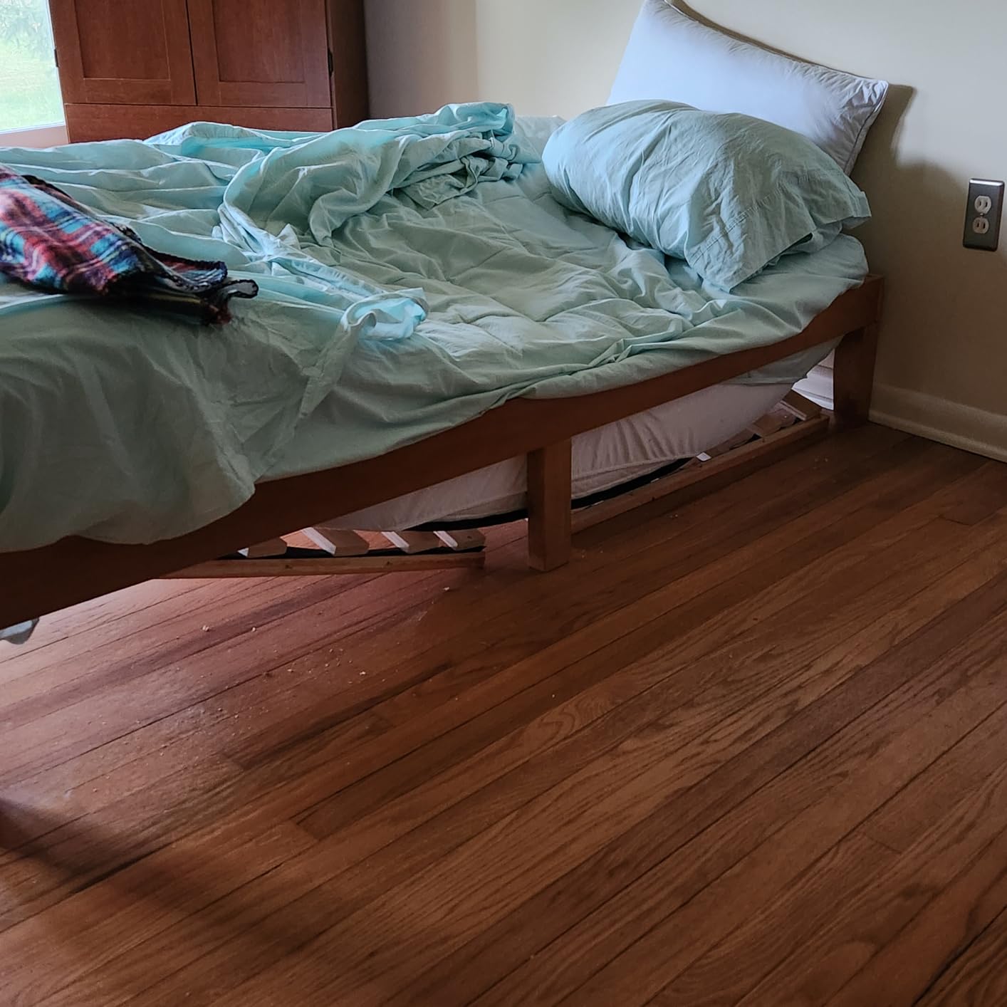Simple Deluxe Queen Size Wood Bed Frame, 12 Inch Wooden Platform Bed with Support Slats, No Springs Required, Storage Space Under The Durable Bed Frame, Natural Pine customer photo 1