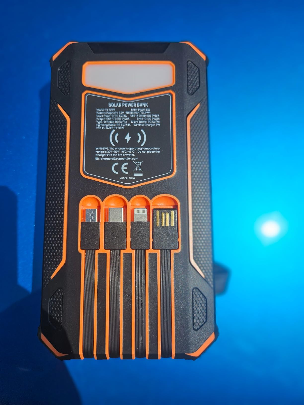 SOARAISE Solar Power Bank 48000mAh Wireless Portable Charger with 4 Cables customer photo 1