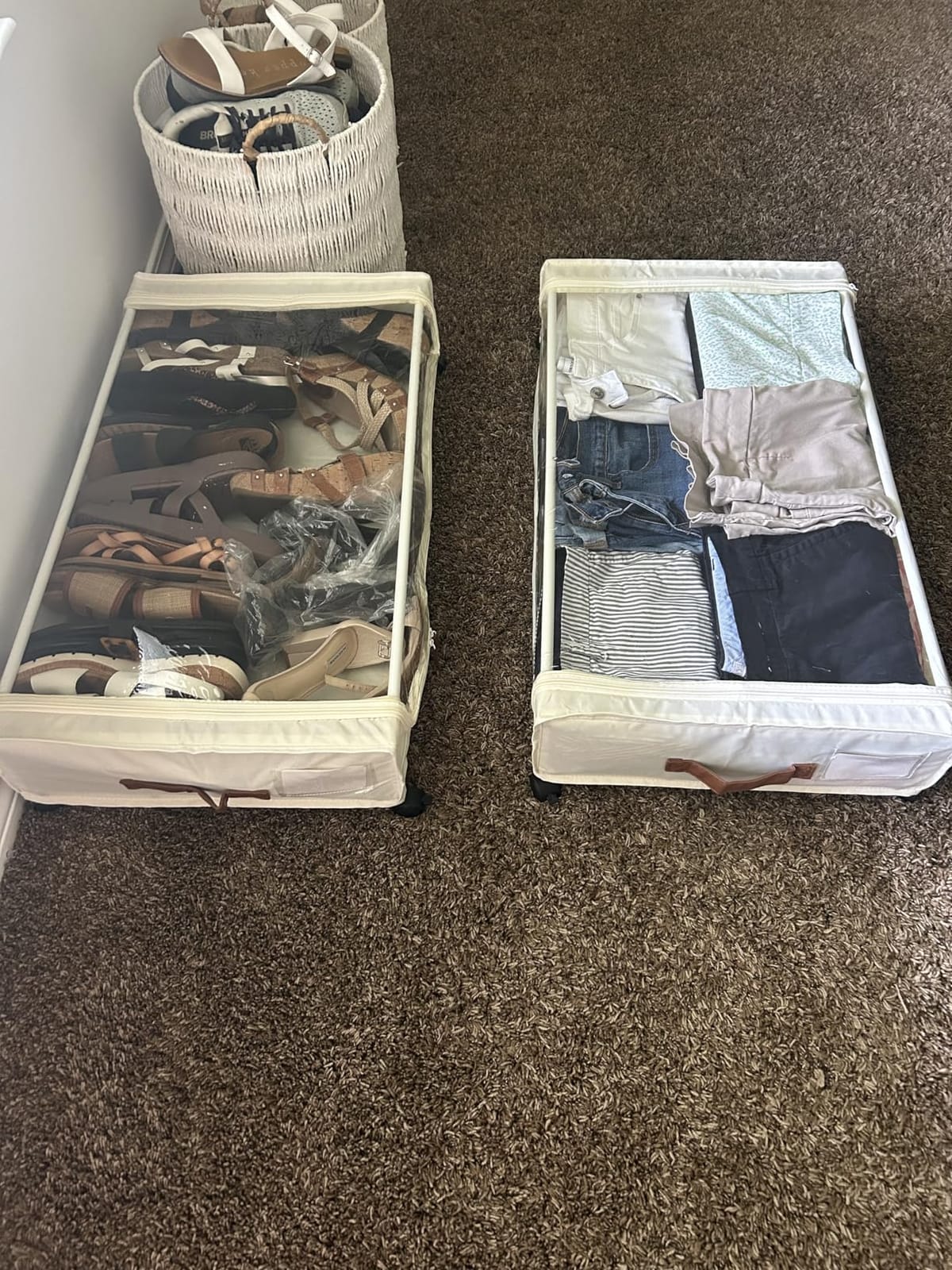 Yecaye 70L Large Under Bed Storage Containers with Wheels, 2Pack, Hemp Grey | Underbed Containers with Clear Lids, Under Bed Shoe Storage, Metal Rolling Drawer Organizer for Clothes, Shoes, and Blankets customer photo 2