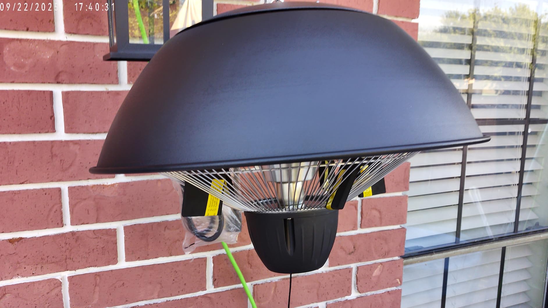 Electric Outdoor Heater, 1500W Hanging Ceiling Mounted Infrared Patio Heater for Outdoor Use, Waterproof Electric Heater for Porch, Balcony, Garage, Adjustable Height, White customer photo 1