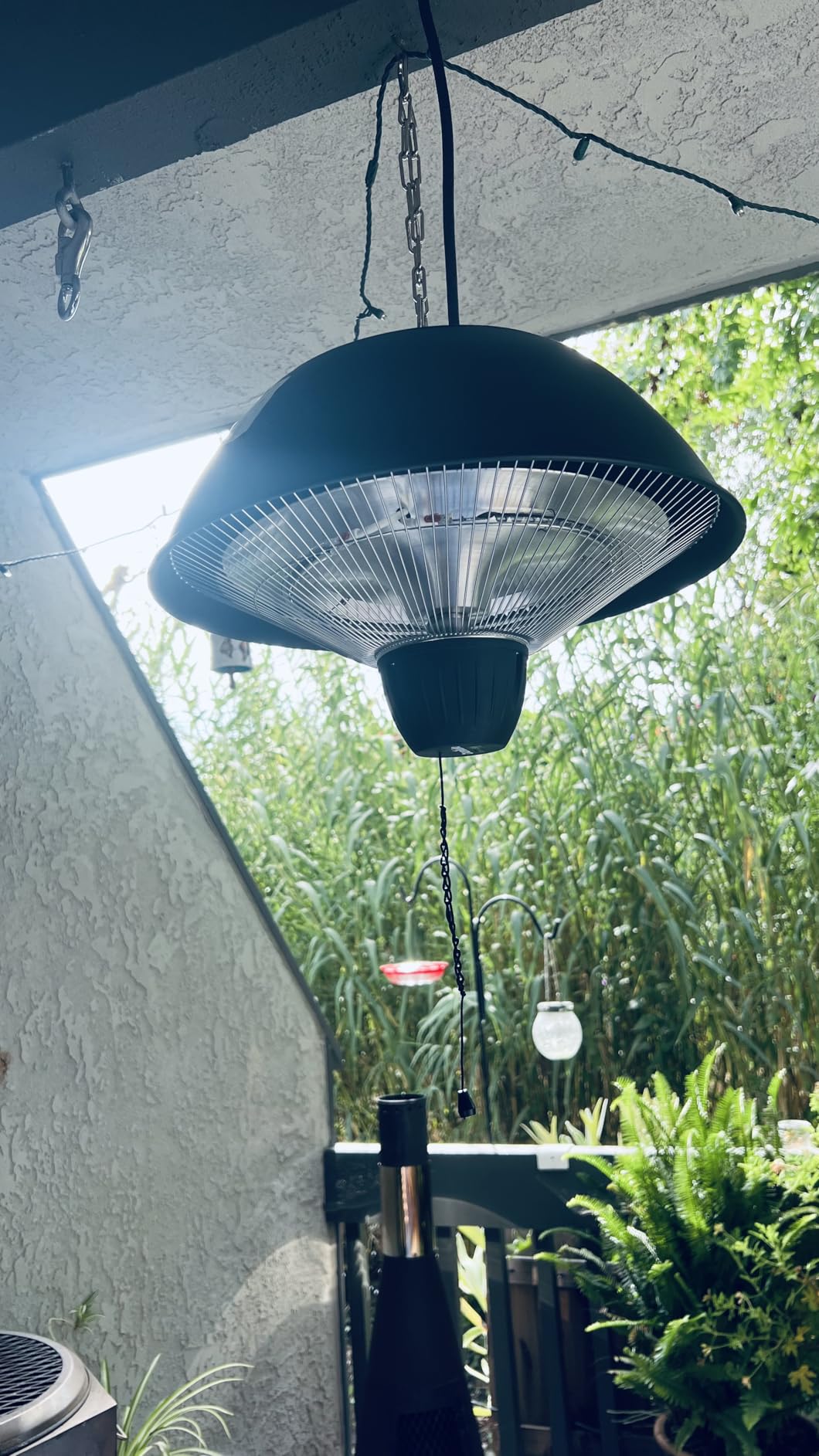 Electric Outdoor Heater, 1500W Hanging Ceiling Mounted Infrared Patio Heater for Outdoor Use, Waterproof Electric Heater for Porch, Balcony, Garage, Adjustable Height, White customer photo 2