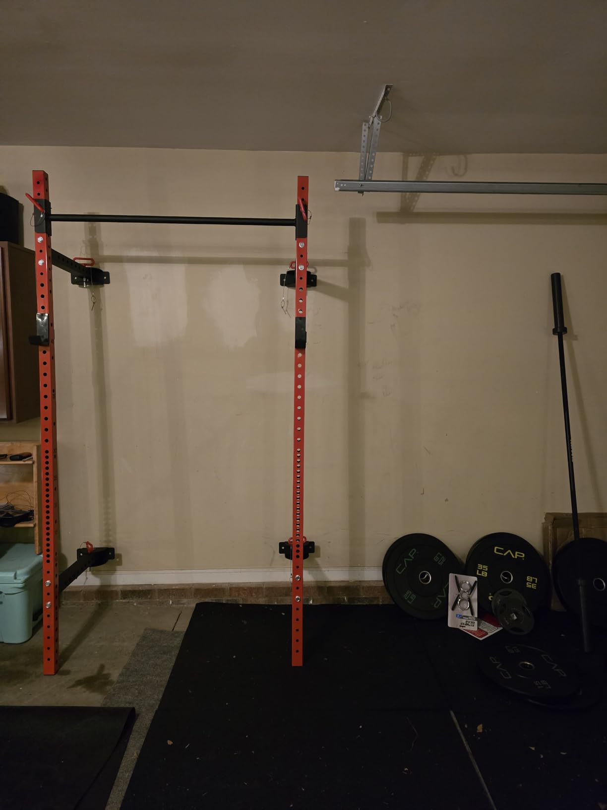 Soozier Folding Squat Rack Wall Mounted Power J Hooks Home Gym customer photo 2