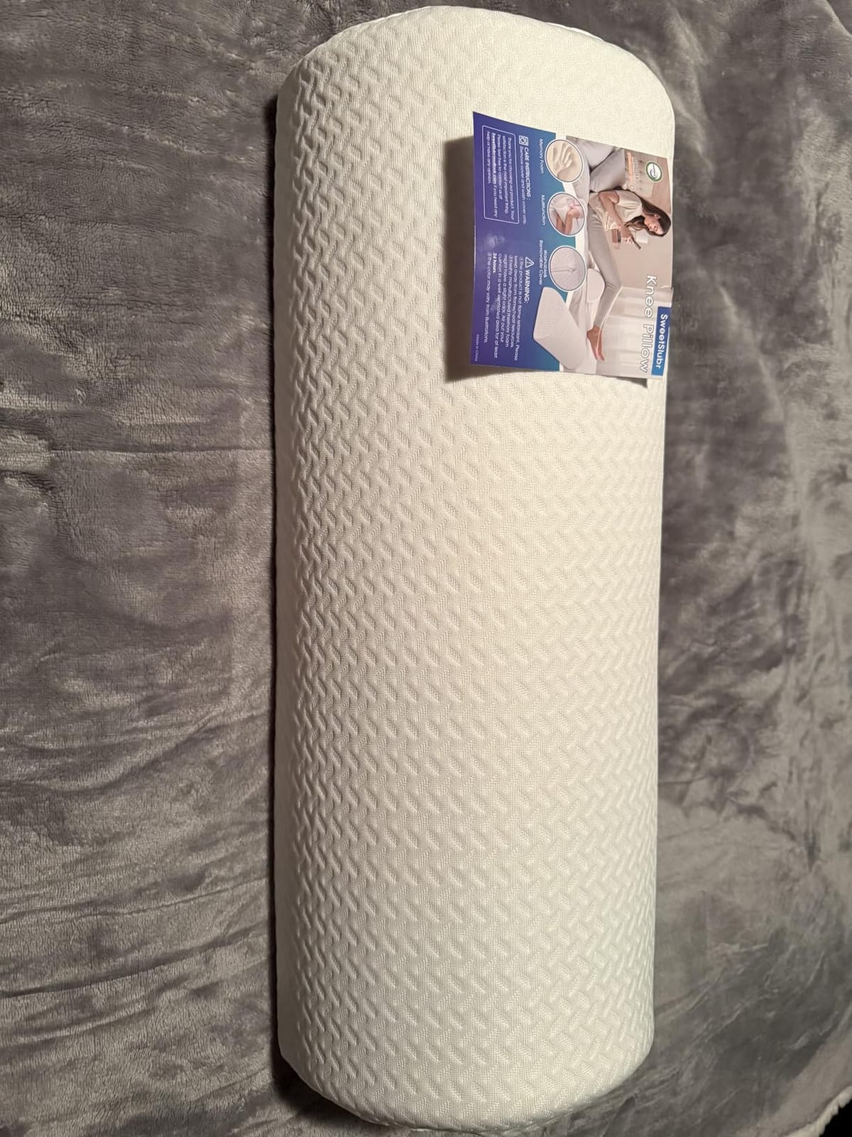 Knee Pillow for Side Sleepers, Leg Pillow for Back & Sciatica Pain, White | Half Moon Bolster Pillow for Legs, Temperature-Responsive Memory Foam, Under Knee Support, Ankle & Foot, Washable Cover customer photo 1