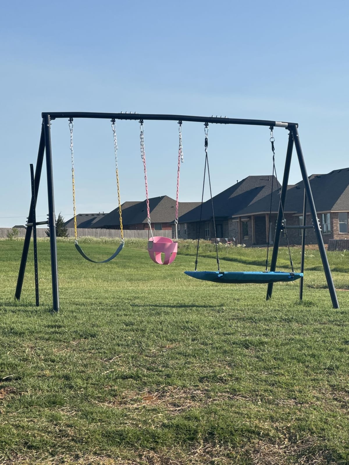 Hapfan 7.3ft Tall Swing Set for Backyard with 3 Swings (Brown & Green) customer photo 1