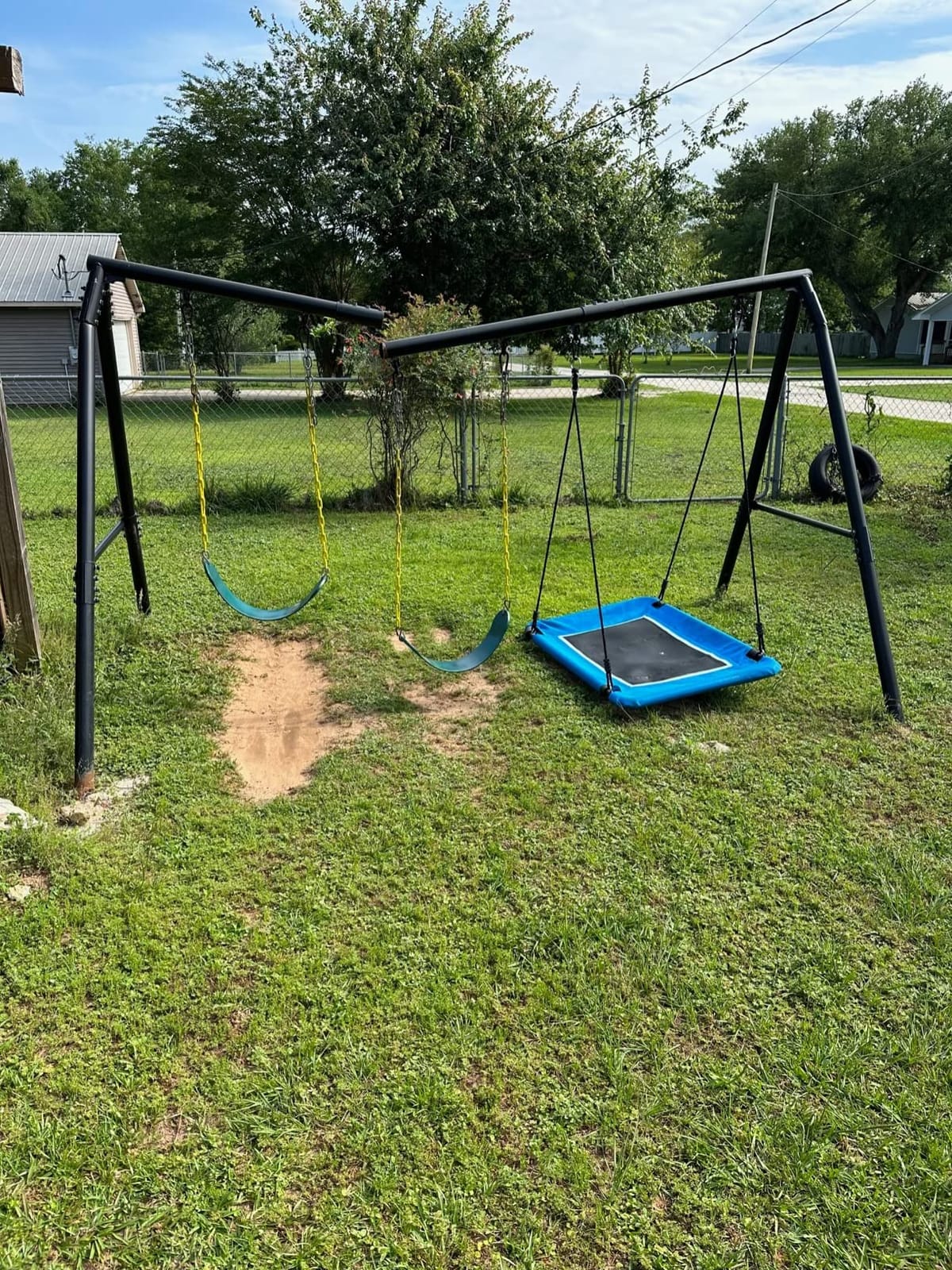 Hapfan 7.3ft Tall Swing Set for Backyard with 3 Swings (Brown & Green) customer photo 2