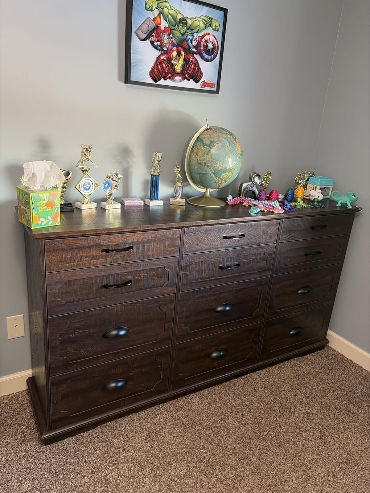 chartustriable 70inch Large Long Dresser w/Charging Station, 10 Drawer Dresser w/Deep Big Drawers, Wooden Chest of Drawers w/Power Outlet, Brown Dressers for Bedroom, Living Room, Entryway customer photo 1