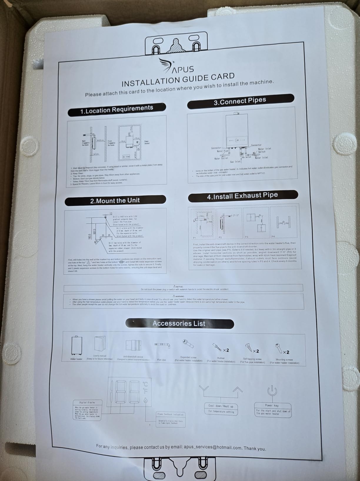 APUS Natural Gas Tankless Water Heater, 95,000 BTU, 4.42 GPM Indoor customer photo 2