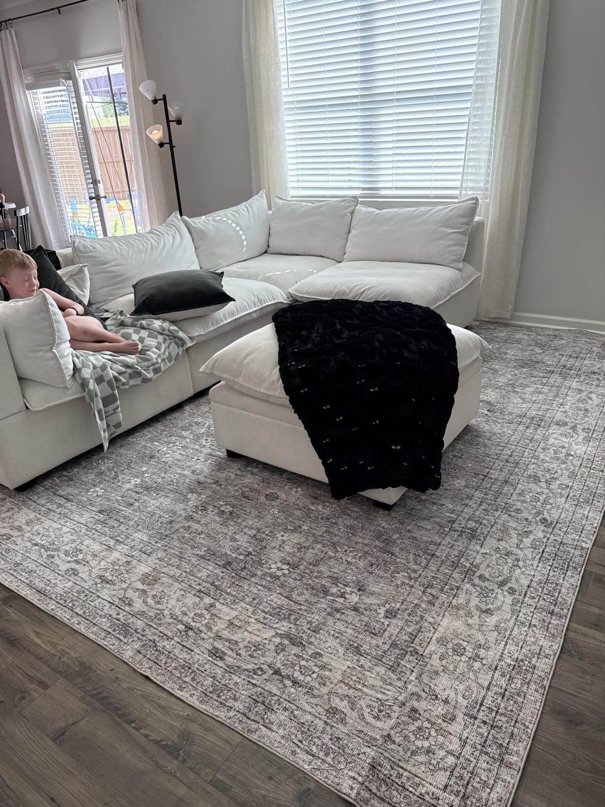 8x10 Area Rugs for Living Room: Washable Bedroom Rug Non Slip Large Carpet - Low Pile Soft Faux Wool Non Shedding Stain Resistant Boho Rug for Dining Under Table Dorm Playroom Nursery Office Farmhouse customer photo 1