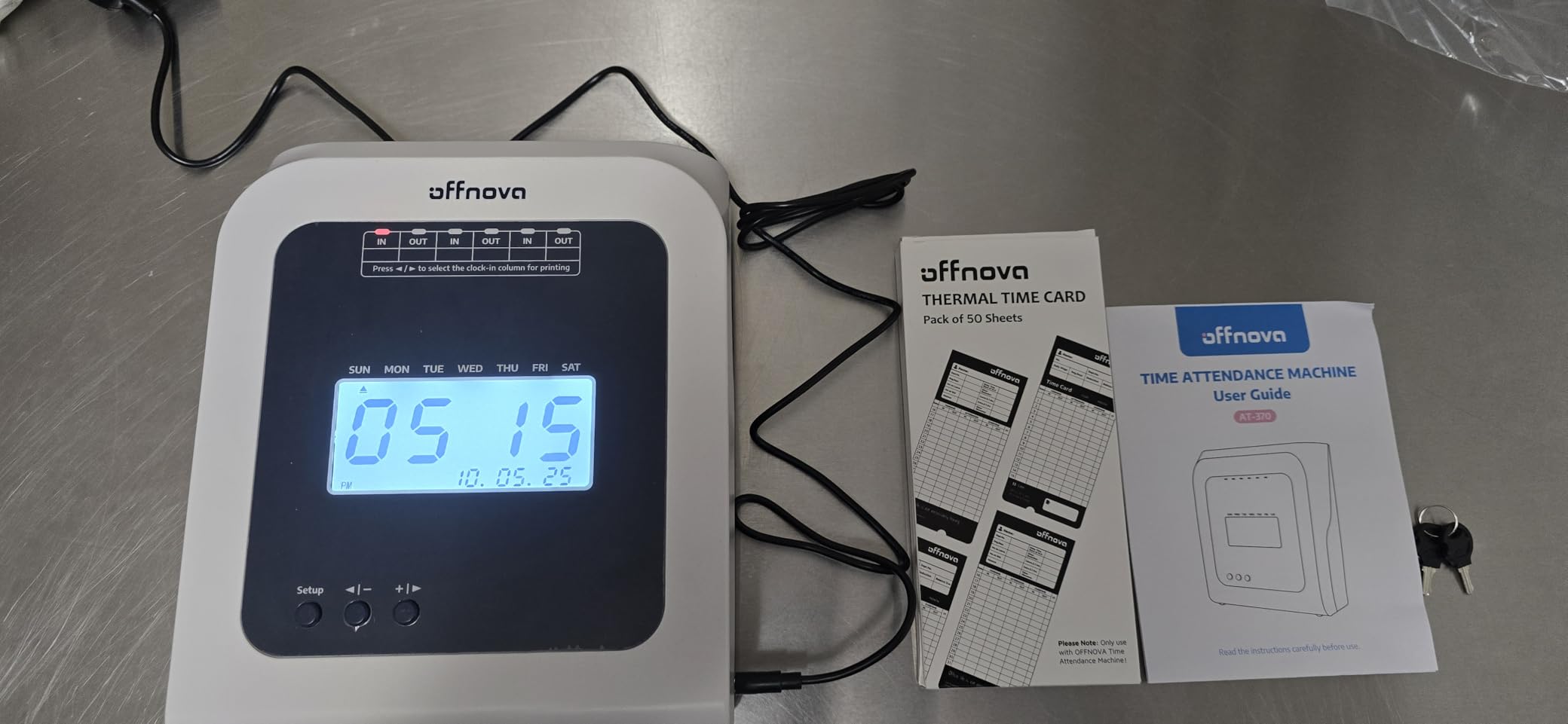 OFFNOVA Thermal Time Clock for Employees Small Business, No Ink Ribbons or Network Needed, in/Out Time Attendance Machine with 50 Time Cards, White customer photo 1