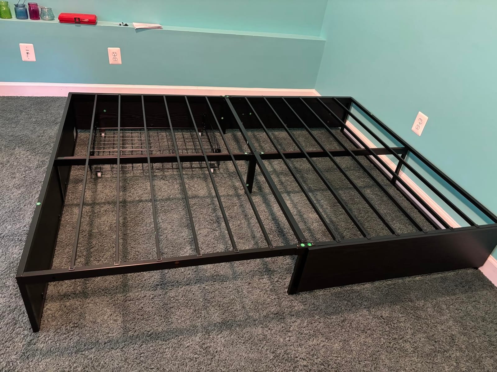 SHA CERLIN Queen Platform Bed Frame with 2 Large Storage Drawers, Black, Heavy Duty Metal & Rustic Wood Bed Frame, Noise-Free, No Box Spring Needed customer photo 2