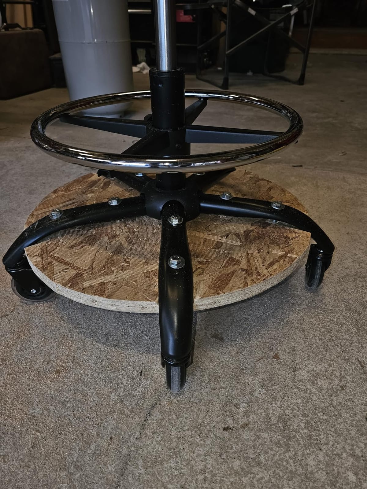 Rolling Shop Stool with Wheels, Garage Mechanic Stool Chair with Backrest, Height Adjustable Heavy Duty Swivel Task Chair, Adjustable Footrest with Storage Tray for Garage Kitchen Salon Tattoo (Black) customer photo 2
