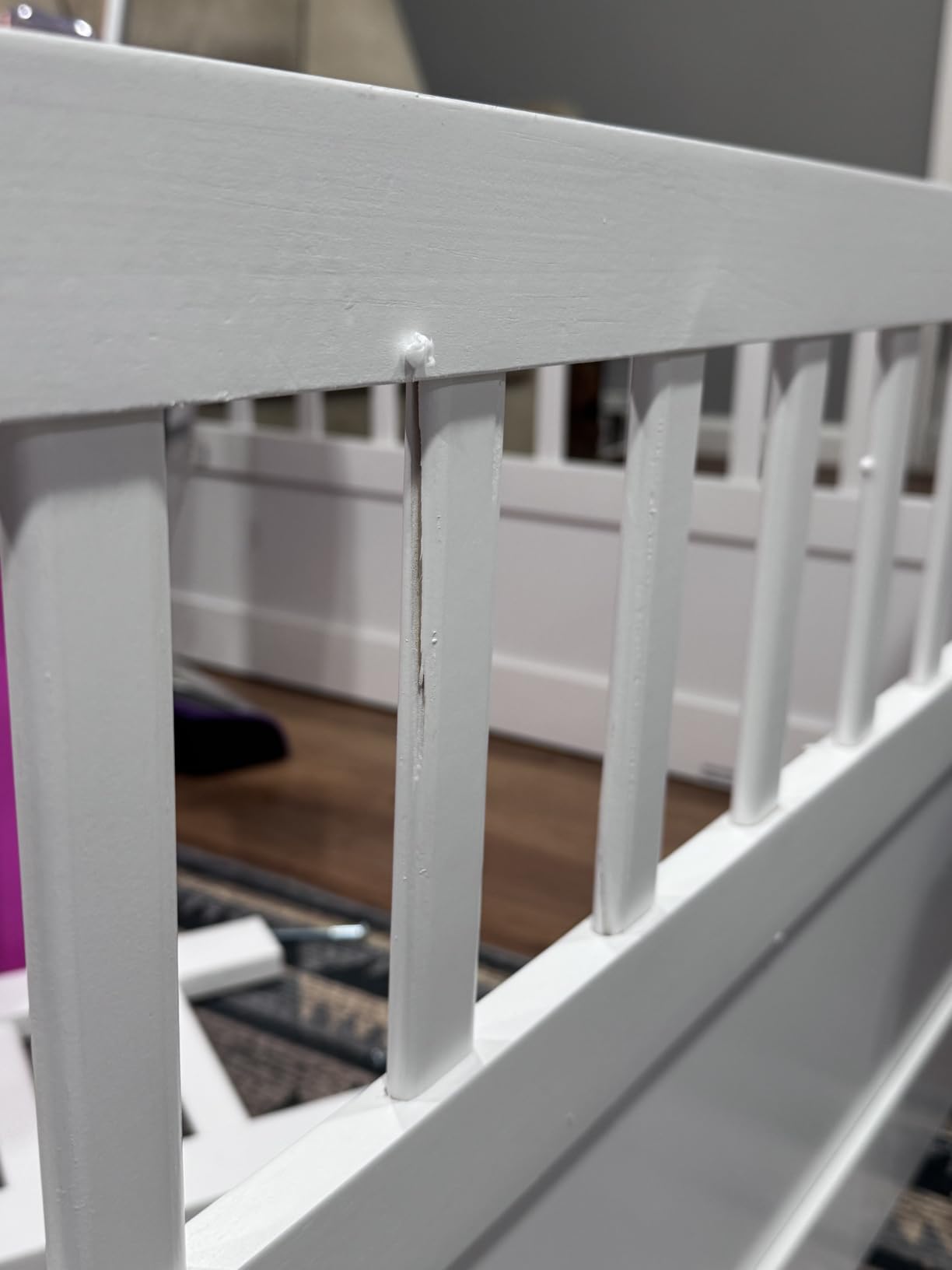 Full Toddler Floor Bed with High Rails, Wooden Montessori Bed Frame with Light and Storage Shelf, Full Size Bed Frame for Kids, Boys and Girls, White customer photo 1