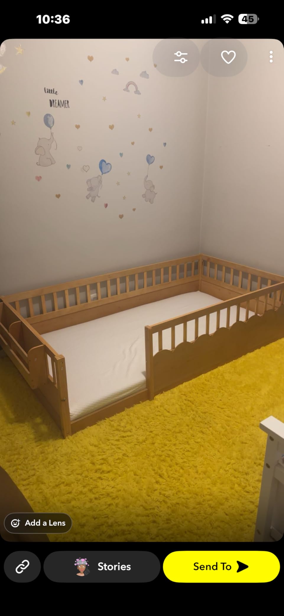 Full Toddler Floor Bed with High Rails, Wooden Montessori Bed Frame with Light and Storage Shelf, Full Size Bed Frame for Kids, Boys and Girls, White customer photo 2