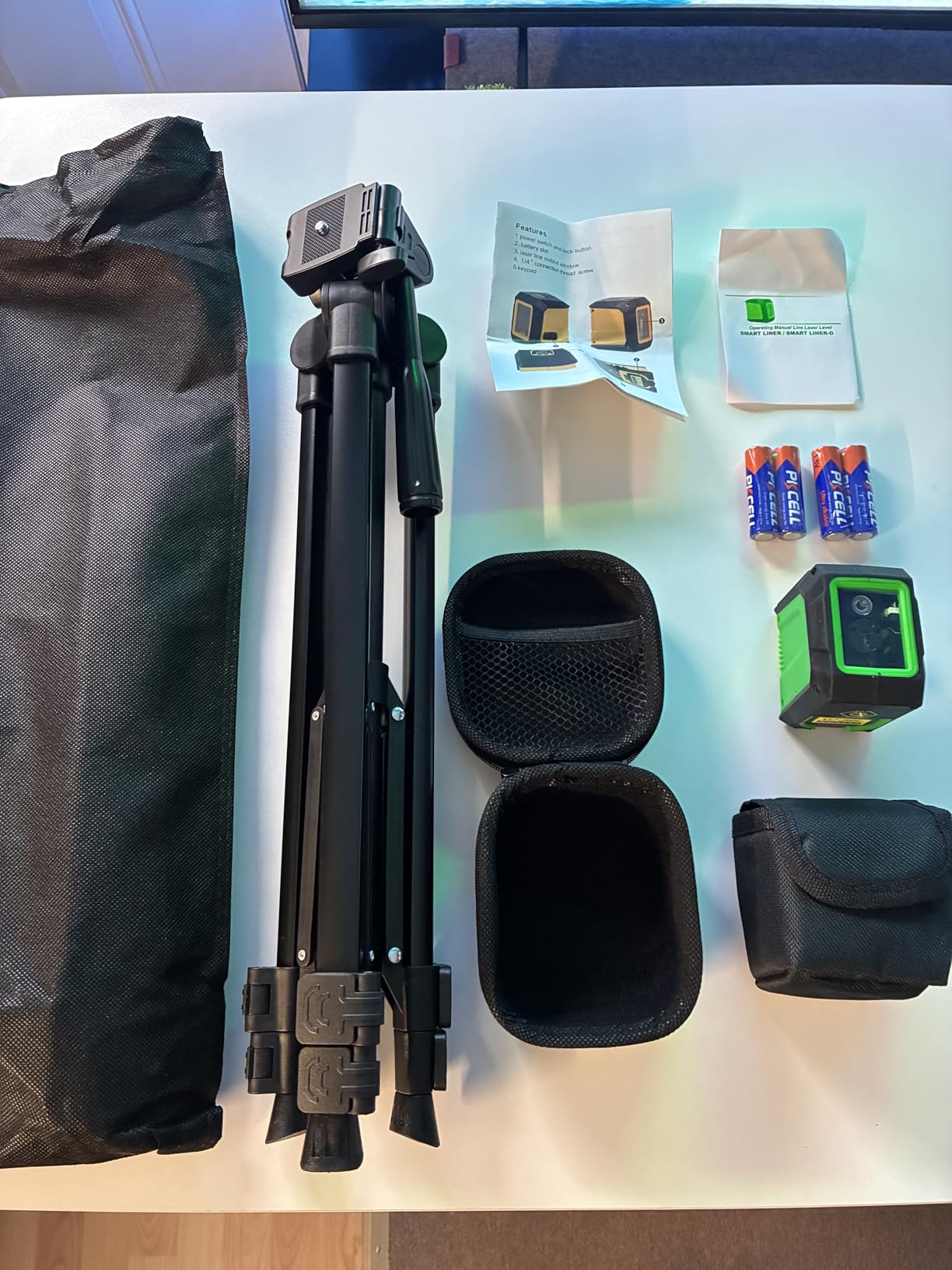 Laser Level with 50” Tripod, 360° Self Leveling Cross Line Laser Level, Green Beam Horizontal and Vertical Line leveler Tool for Hanging Pictures, Home Renovation with 4 AA Batteries & Carry Pouch customer photo 1