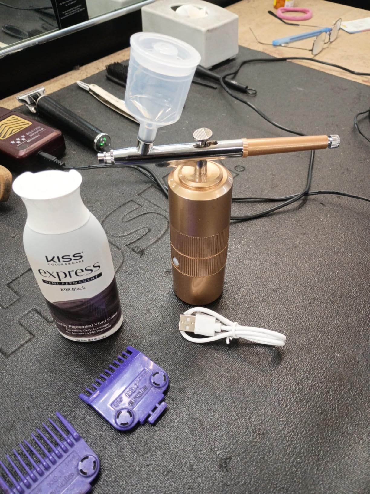 Airbrush Kit with Compressor Portable Airbrush Kit 48PSI High-Pressure Non-Clogging Air Brush Set Cordless Rechargeable with 0.3mm Nozzle and Cleaning Brush for Painting,Nail Art, Makeup (black) customer photo 2