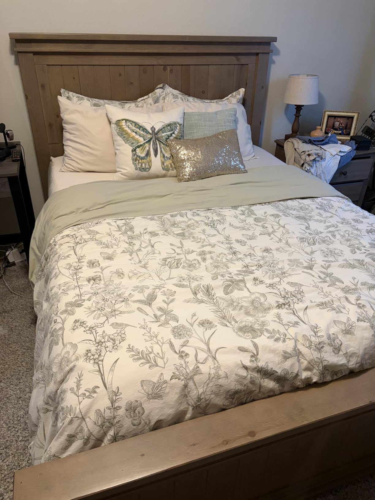 Bedsure PureWoven 100% Cotton Floral Duvet Cover Set, Queen, Green Garden | Reversible, Soft, Breathable, Zipper Closure, 8 Interior Ties, Machine Washable, 3 Pieces with 2 Pillow Shams, 90