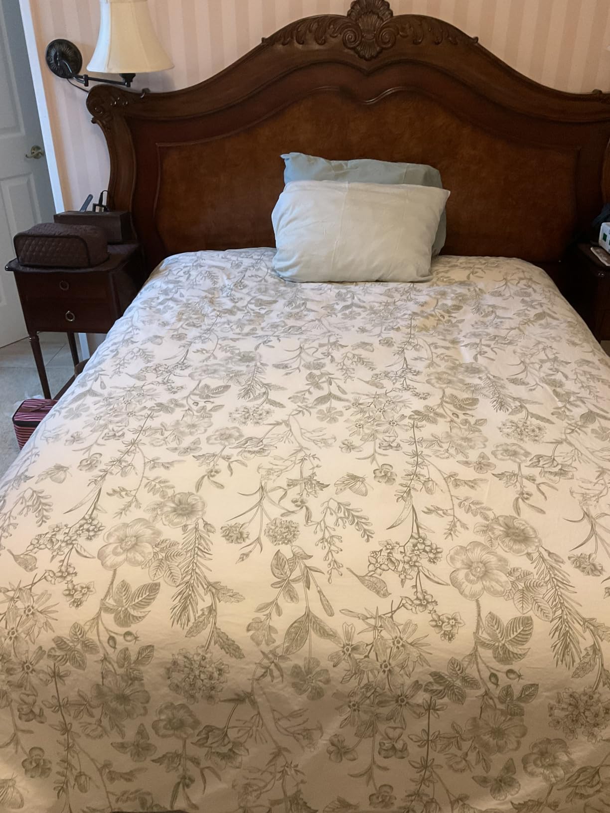 Bedsure PureWoven 100% Cotton Floral Duvet Cover Set, Queen, Green Garden | Reversible, Soft, Breathable, Zipper Closure, 8 Interior Ties, Machine Washable, 3 Pieces with 2 Pillow Shams, 90