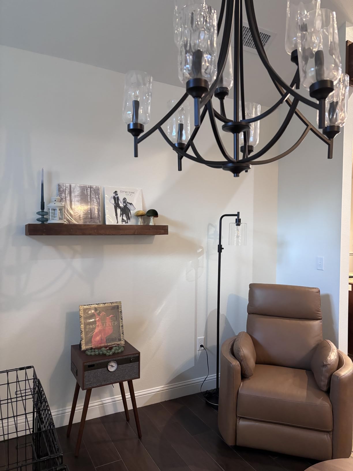 Dimmable Floor Lamp for Living Room with Clear Glass Lampshade, Gold Modern Glass Floor Lamp with 900LM LED Bulb Included, Arc Standing Tall Lamp for Bedroom, Office, Reading Room, Corner customer photo 2