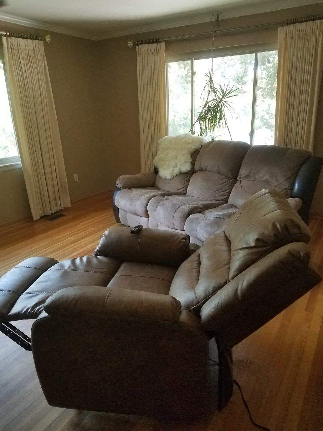 Signature Design by Ashley Dual Motor Power Lift Recliner, Heat & Massage | Fossil suede faux leather, Lift chairs recliners for elderly, Independent back and footrest, Crestmeade Series customer photo 2