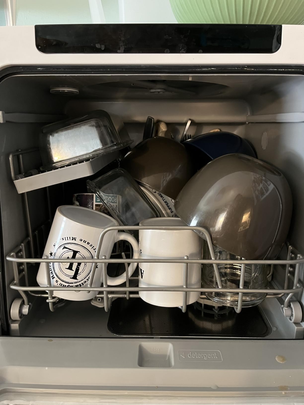 EUHOMY Countertop Dishwasher Portable, 8 Programs with 5L Tank, Black, 40dB | 360° Dual Spray Arms, 29-min Quick Wash, 8-Program with Child Lock and Delay Mode, 167°F, 73h Ventilation, 40dB, Time-Saving customer photo 1