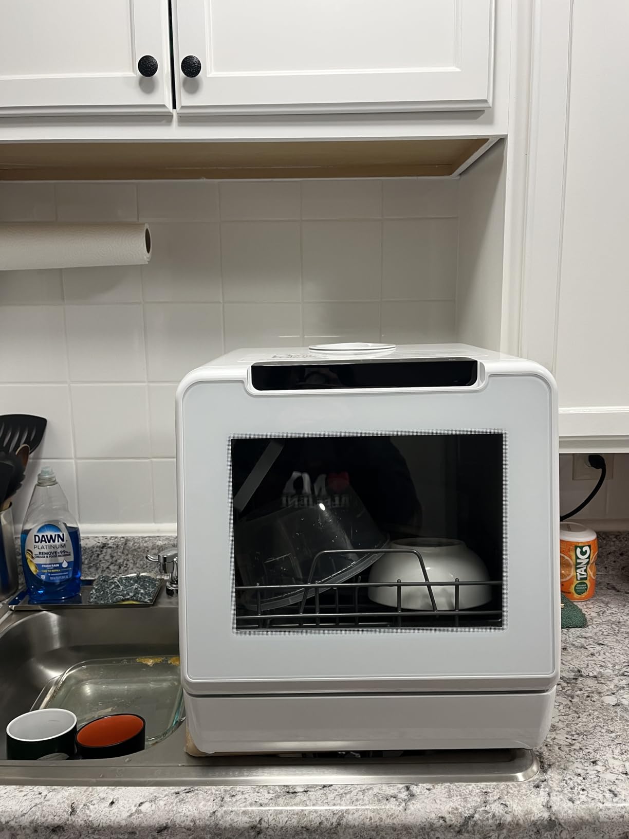 EUHOMY Countertop Dishwasher Portable, 8 Programs with 5L Tank, Black, 40dB | 360° Dual Spray Arms, 29-min Quick Wash, 8-Program with Child Lock and Delay Mode, 167°F, 73h Ventilation, 40dB, Time-Saving customer photo 2