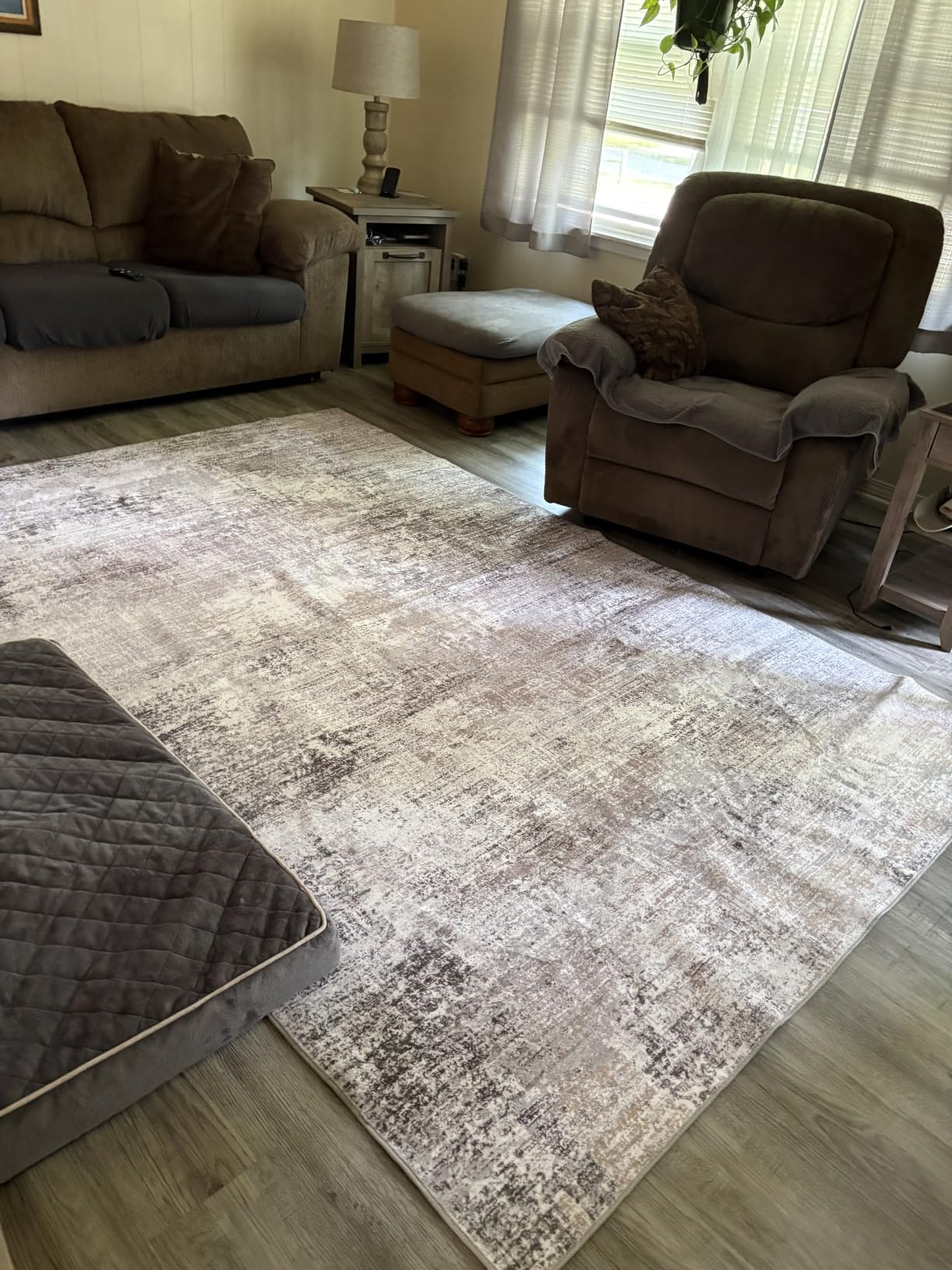 IOHOUZE Abstract Area Rugs and Runners Sets 2x3 and 2x5 Ft, Washable Entryway Rug and Runner Set, Non Slip Kitchen Rug Set, Printed Faux Wool Modern Floor Carpet for Hall Kitchen Entrance, Grey Beige customer photo 2