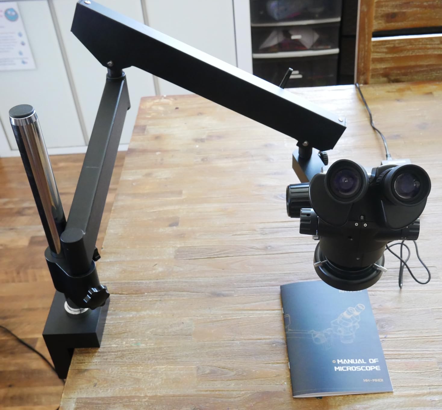 Jewelry Microscope, 7X-45X Binocular Stereo Zoom Microscope with 56-LED Ring Light, Articulating Boom Arm Stand, 0.5X Barlow Lens and Headrest for Gem Setting, Engraving and Jewelry Repai customer photo 1