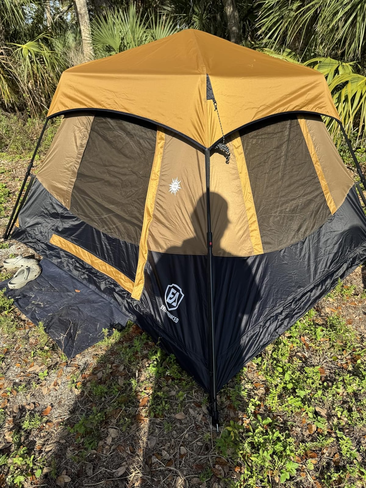 EVER ADVANCED 4 Person Blackout Camping Tent, 60s Easy Setup Instant Cabin Tent for Family, 4000mm Water-Resistant & UV Protection Light-Blocking Tent with Rainfly for Outdoor Travel, 8' x 7' x 59