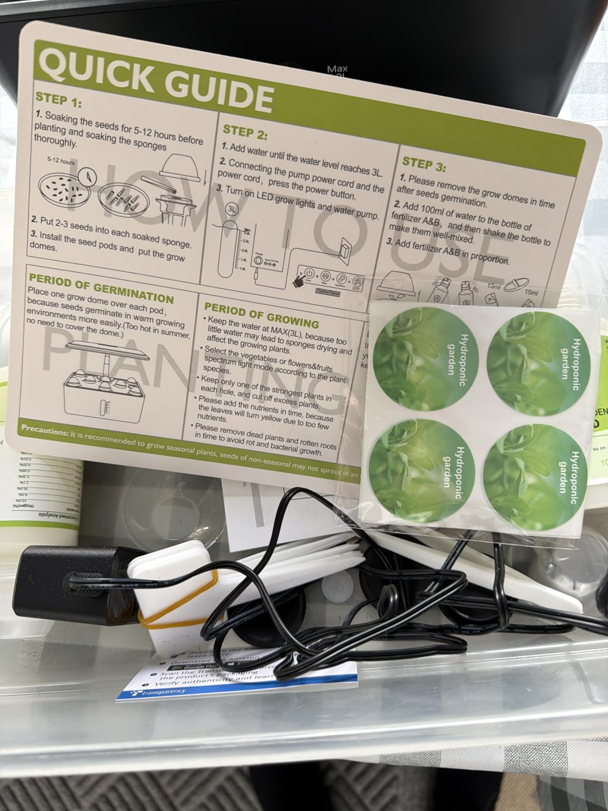 URUQ 8 Pods Hydroponics Growing System with LED Grow Light - Black customer photo 1