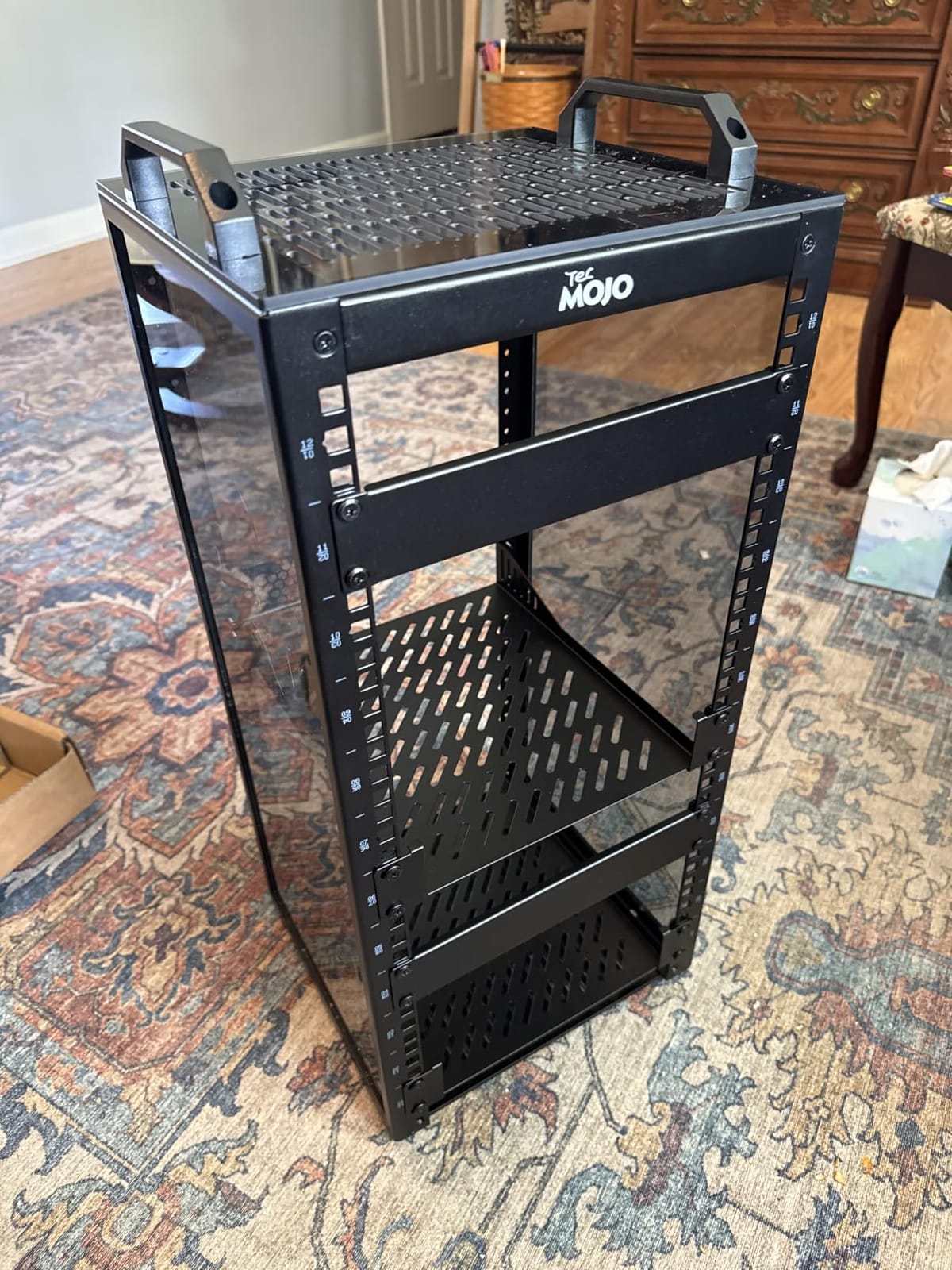 Tecmojo 9U Network Rack, 10 inch Mini Server Rack with 2 Side Translucent Panels & 2 Top Handles, 7.87 inch Deep, for 10 inch IT Equipment & A/V Devices, Black customer photo 2