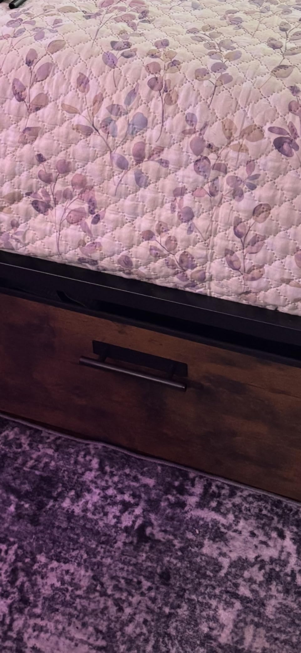 Forestell Queen Bed Frame with Wood Headboard, 2 Storage Drawers & Shelf | Built-in Charging Station & LED Lights, Metal Support, No Box Spring Needed, noise-free, easy assembly, Smart RGB, USB+Type-C customer photo 1