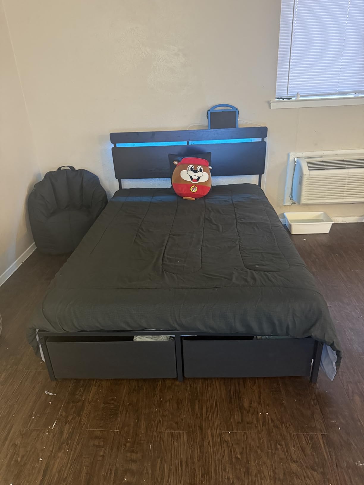 Forestell Queen Bed Frame with Wood Headboard, 2 Storage Drawers & Shelf | Built-in Charging Station & LED Lights, Metal Support, No Box Spring Needed, noise-free, easy assembly, Smart RGB, USB+Type-C customer photo 2