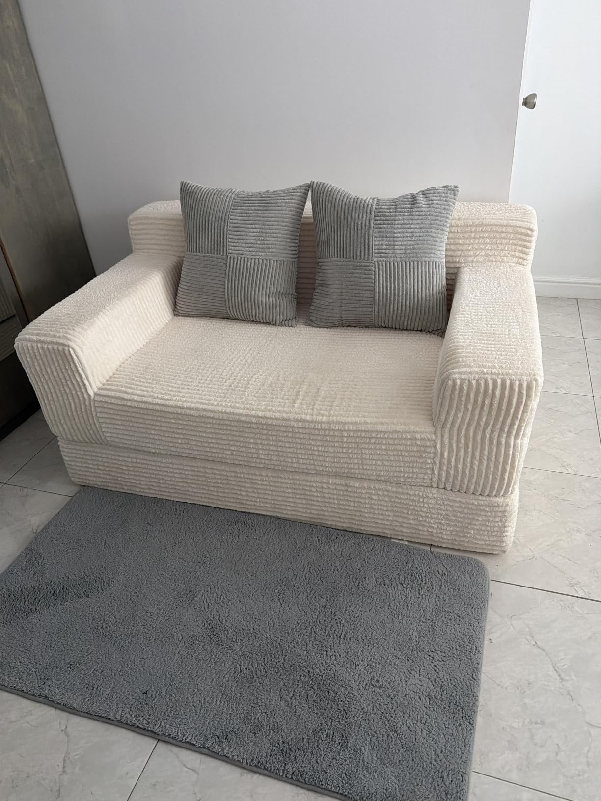 Erament Convertible Sofa Bed, Loveseat Folding Floor Futon Sleeper Sofa Couch Bed- Boneless Foldable Couch, Corduroy Pull Out Sofa Bed with 2 Pillows for Living Room & Bedroom customer photo 1