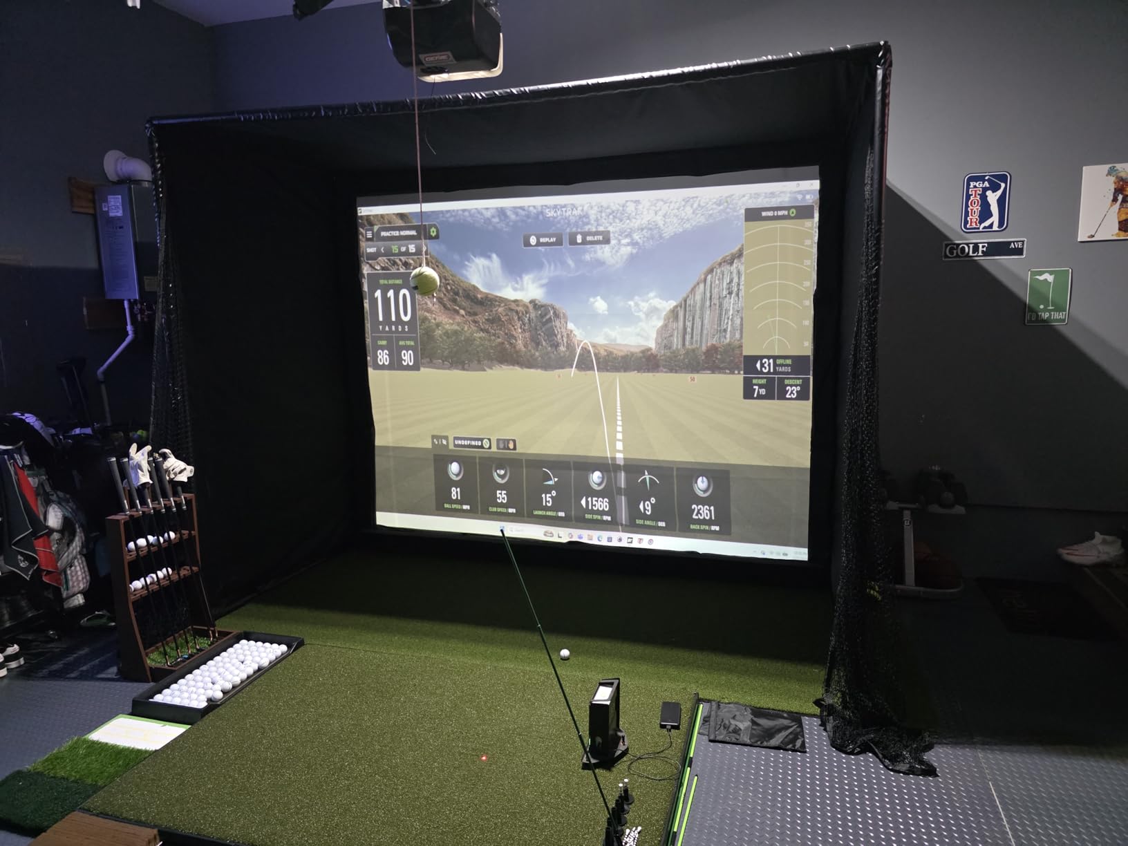 Golf Simulator Enclosure Kit with Premium HD Impact Screen, Full Safety Padding &Blackout Curtain, Home Golf Sim Setup Launch Monitors Compatible, Indoor Cage Net Golfing Accessories customer photo 1