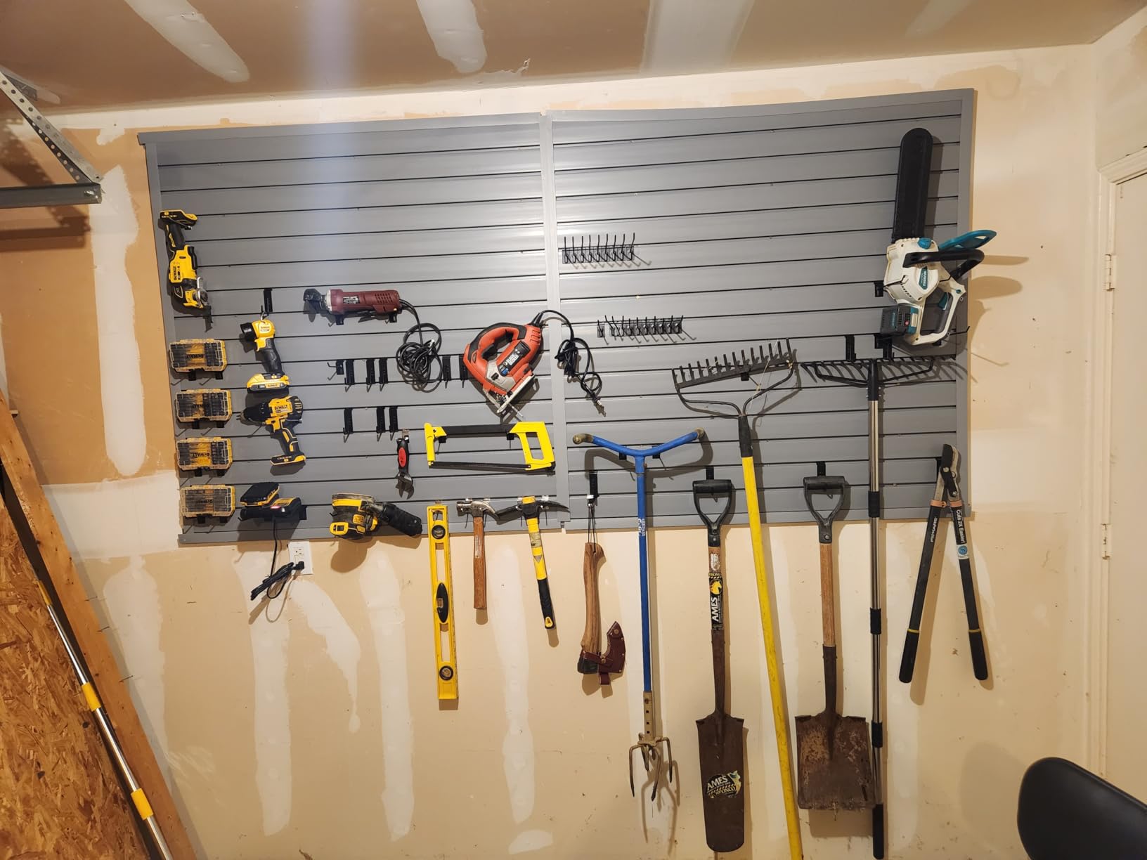 Slatwall Panel 4x8FT, Garage Slat Wall Storage Systems Durable and Sturdy, Easy-to-Install Interlocking PVC Slat Wall Organizer Panels Flexible and Convenient, Maximize Vertical Space customer photo 2