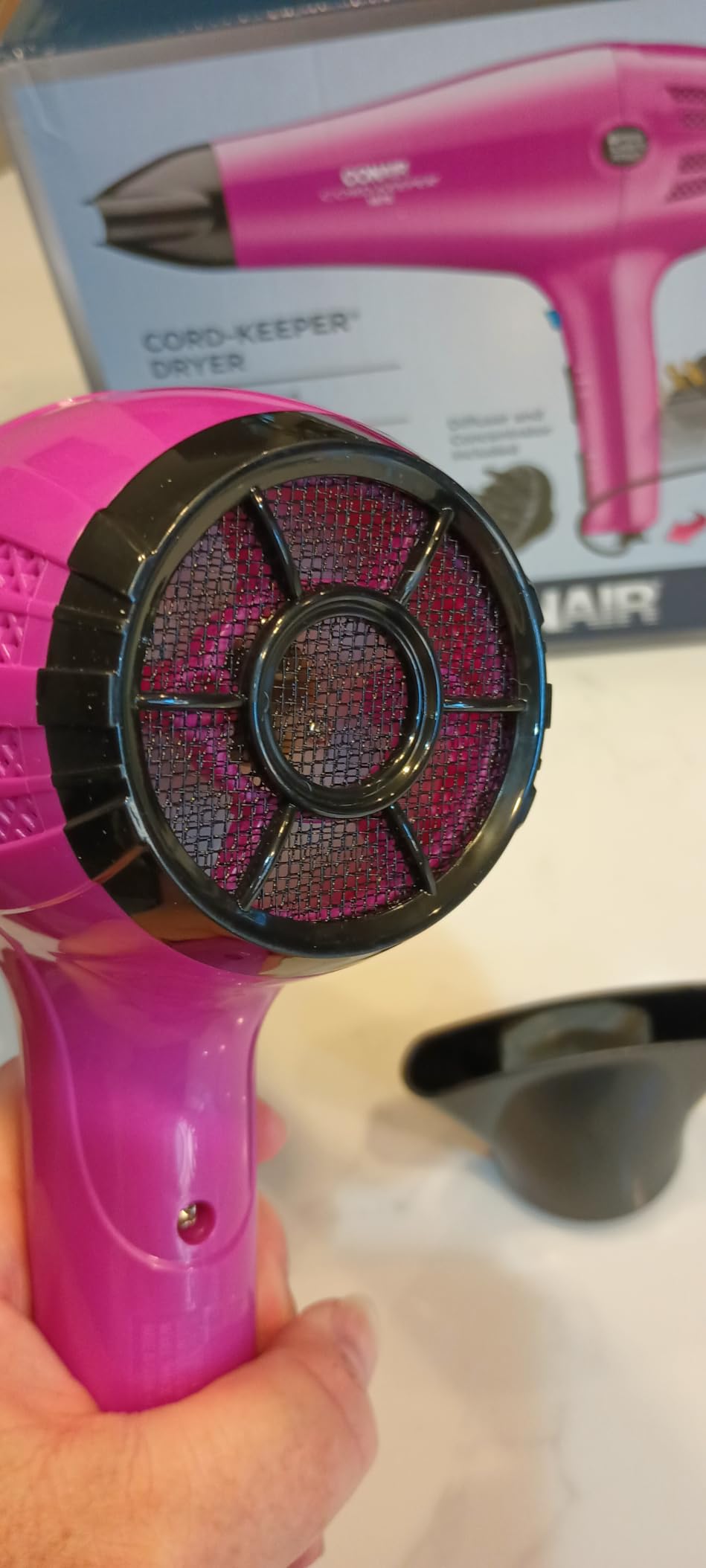 Conair Hair Dryer with Diffuser & Concentrator, 1875W, Matte Light Pink customer photo 2