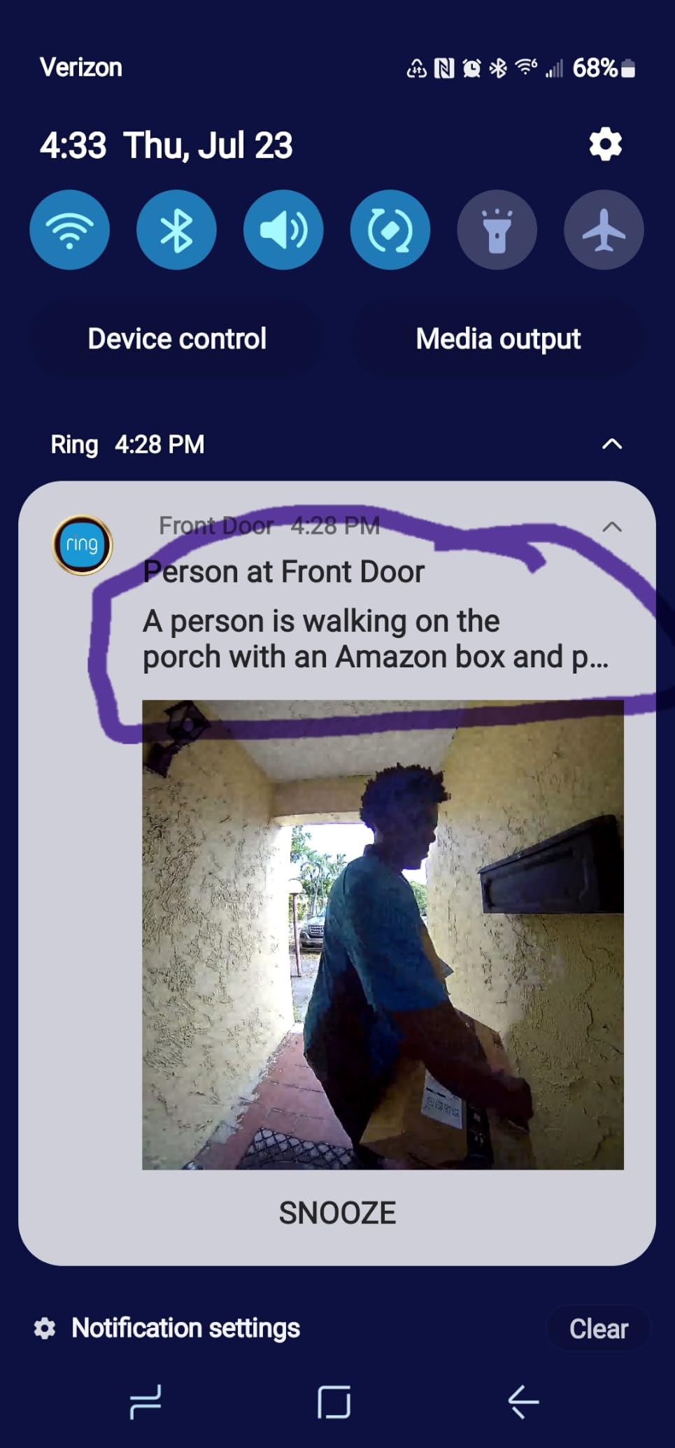 Ring Battery Doorbell 2K (newest model), Retinal 2K with wide-angle video, up to 6x Enhanced Zoom, Two-Way Talk, and Built-In Battery, Speckled White customer photo 1