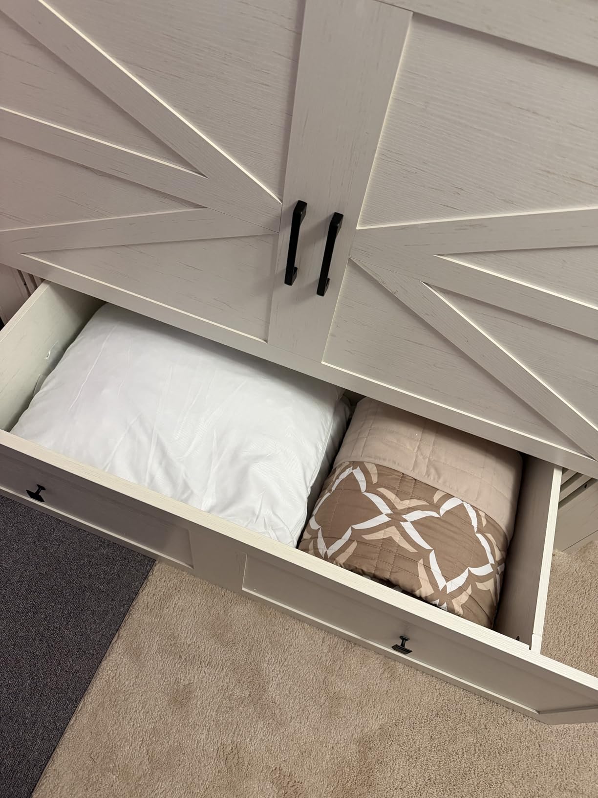 LUXOAK Queen Rustic Grey Murphy Bed with 6