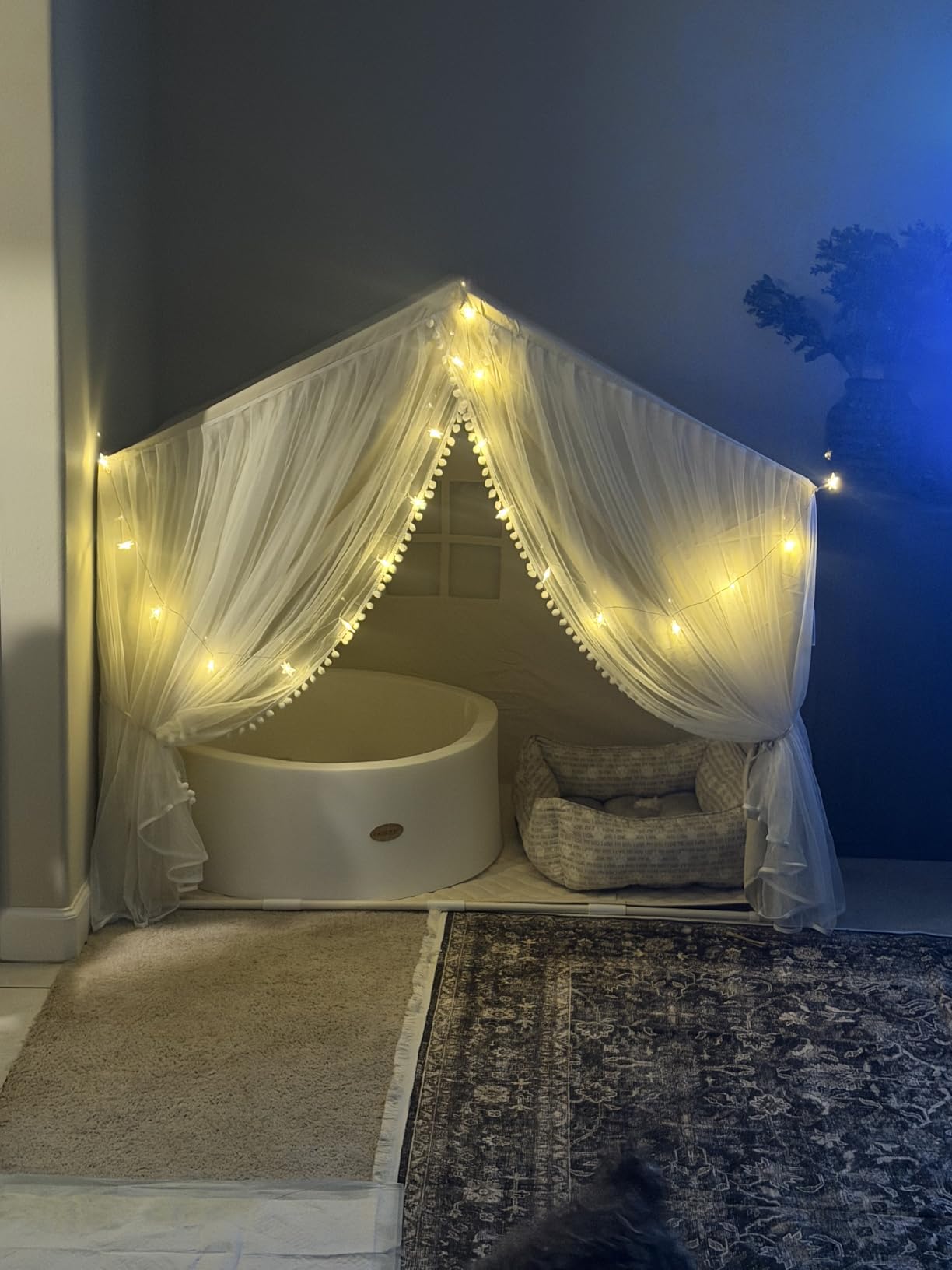 Kids Play Tent with Double Door Children's Playhouse Castle Tents - Beige customer photo 2