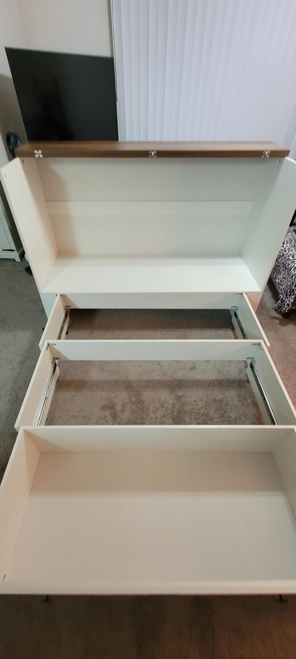 AMERLIFE Twin Murphy Bed with Storage & Charging Station | Rustic Grey Wood Murphy Cabinet, Farmhouse Foldable Platform Bed, Large Drawer, Noisy Free, Guest Bedroom & Living Room customer photo 1