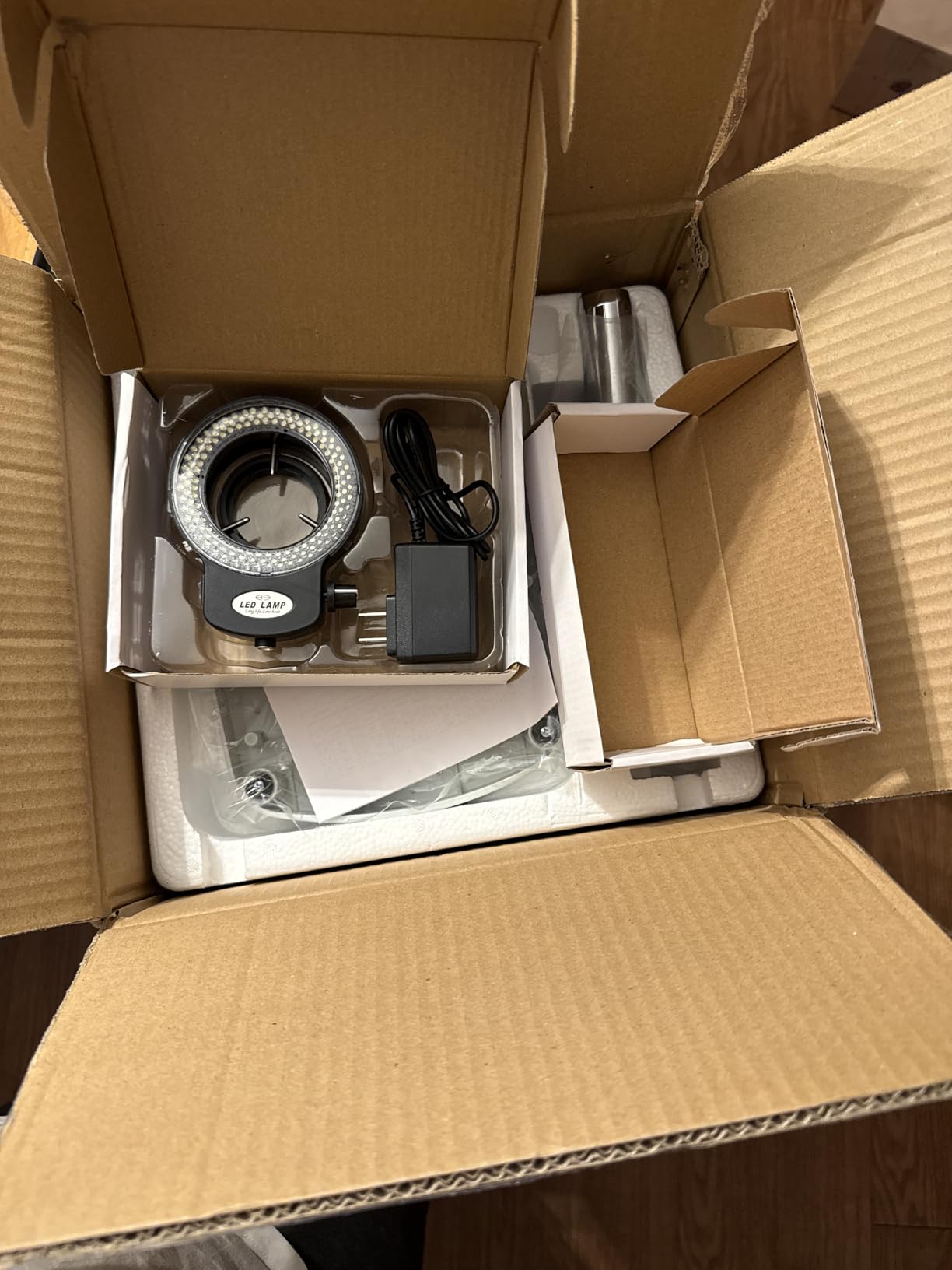 Trinocular Stereo Microscope,Trinocular Microscope,with 56-Bulb LED Ring Light,6X-45X Magnification,WF10X Eyepieces,0.6X-4.5X Zoom Objective and 0.5X ctv Adapter customer photo 2