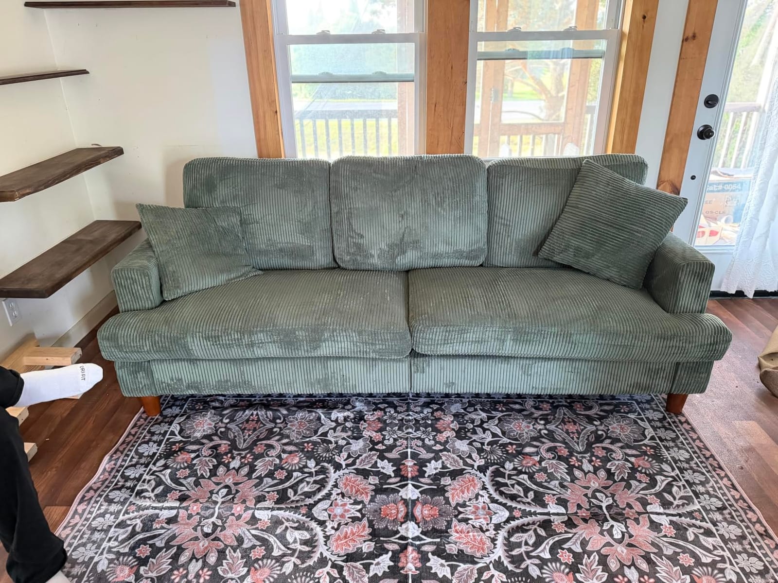 Kidirect 87in Corduroy Couch, 3 Seater Sofa, Sofas & Couches, Green Couch | No Tool Assembly, Comfy Couches for Living Room, Oversized Loveseat Sofa, 21in Deeper Seat, Sofas for LIving Room & 2 Pillows customer photo 2