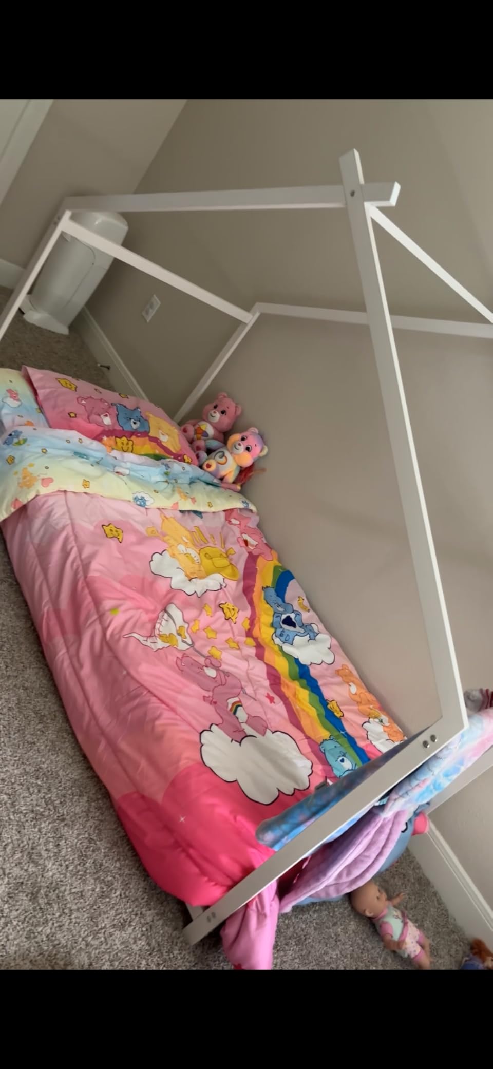Timy House Shape Twin Size Montessori House Bed Metal Floor Bed for Kids | Twin Bedframe for Boys and Girls, No Box Spring Needed, White customer photo 1