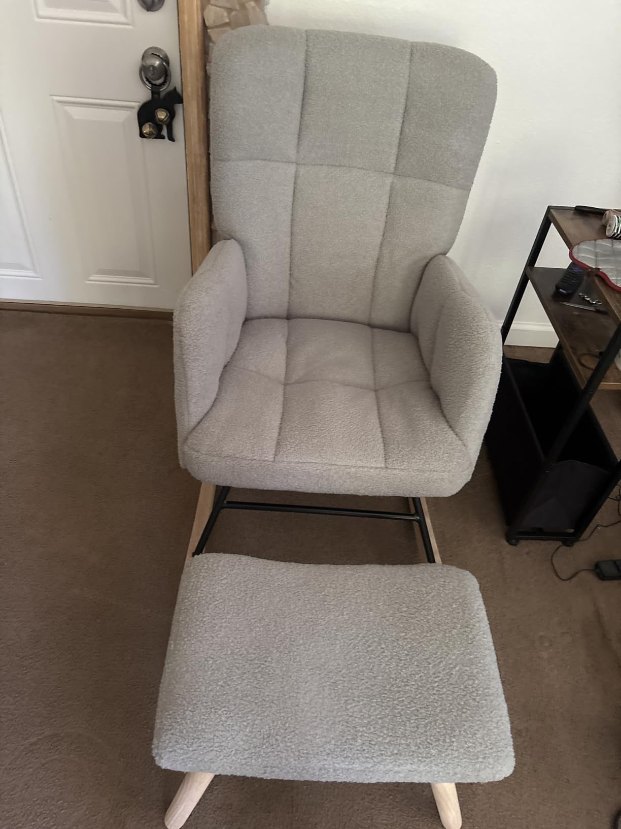 COMHOMA Nursery Rocking Chair with Ottoman,Teddy Upholstered Glider Rocker customer photo 1