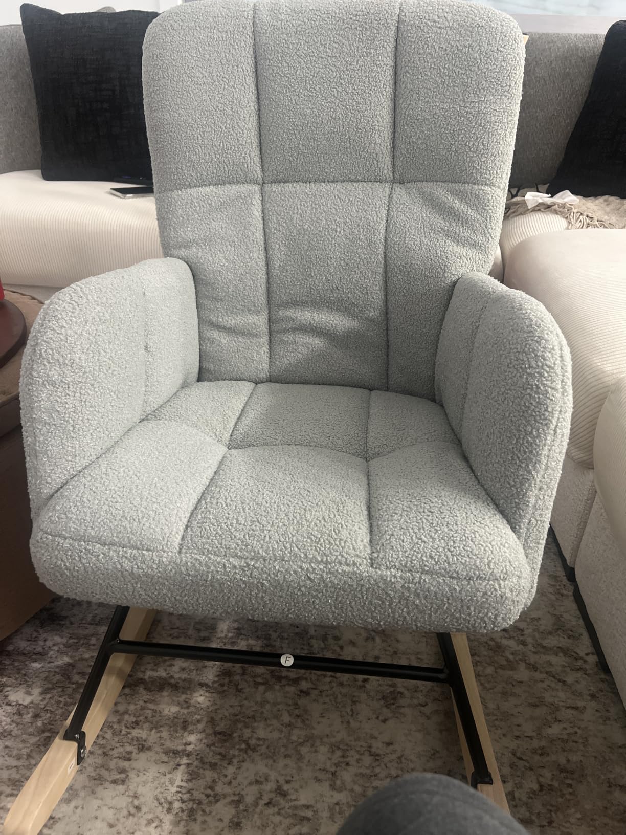 COMHOMA Nursery Rocking Chair with Ottoman,Teddy Upholstered Glider Rocker customer photo 2