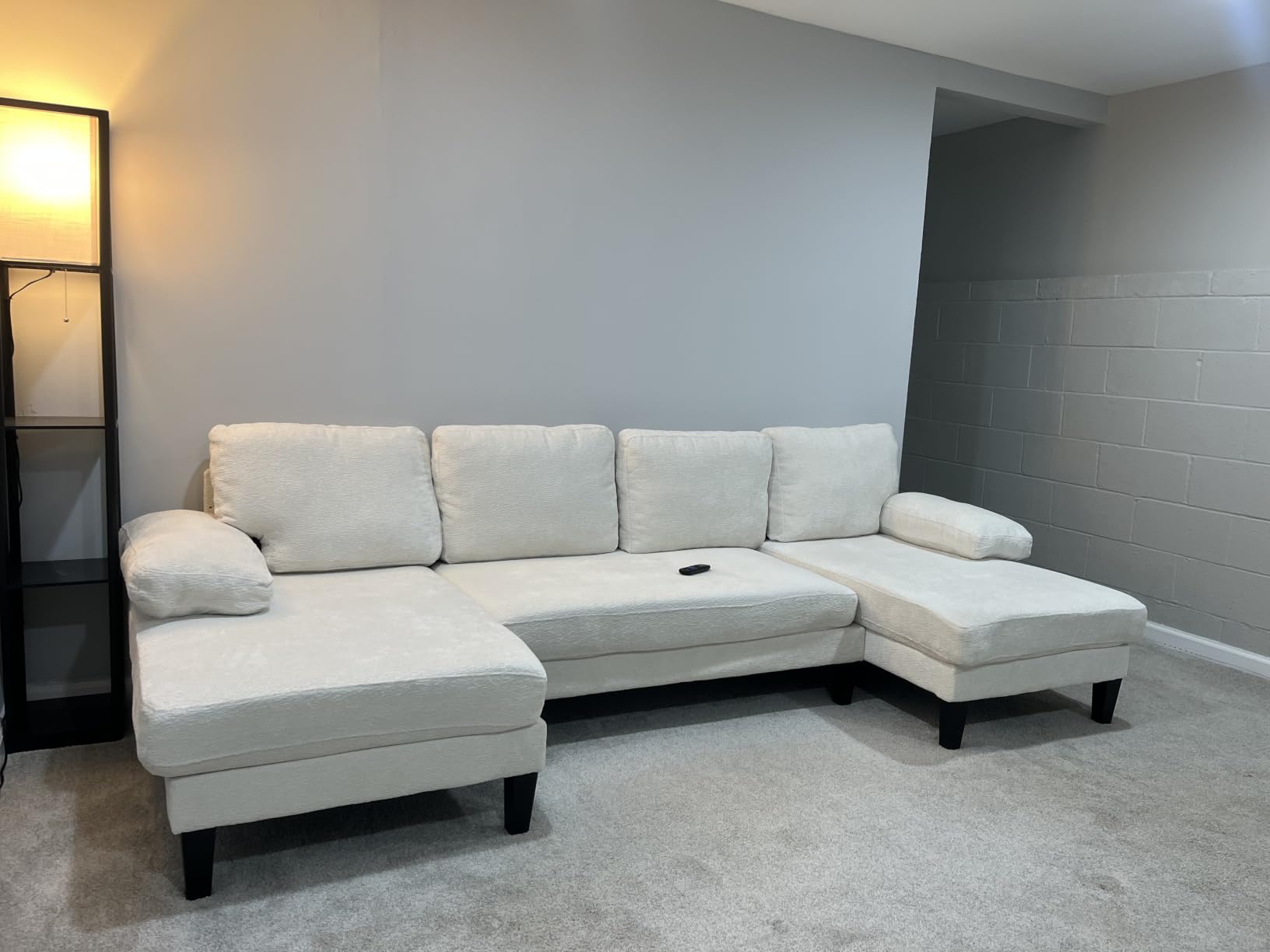U-Shaped Sectional Couches for Living Room | 112 Inch Modern Sectional Couch | Warm White Chenille Sofa with Double Chaise for Apartment customer photo 2