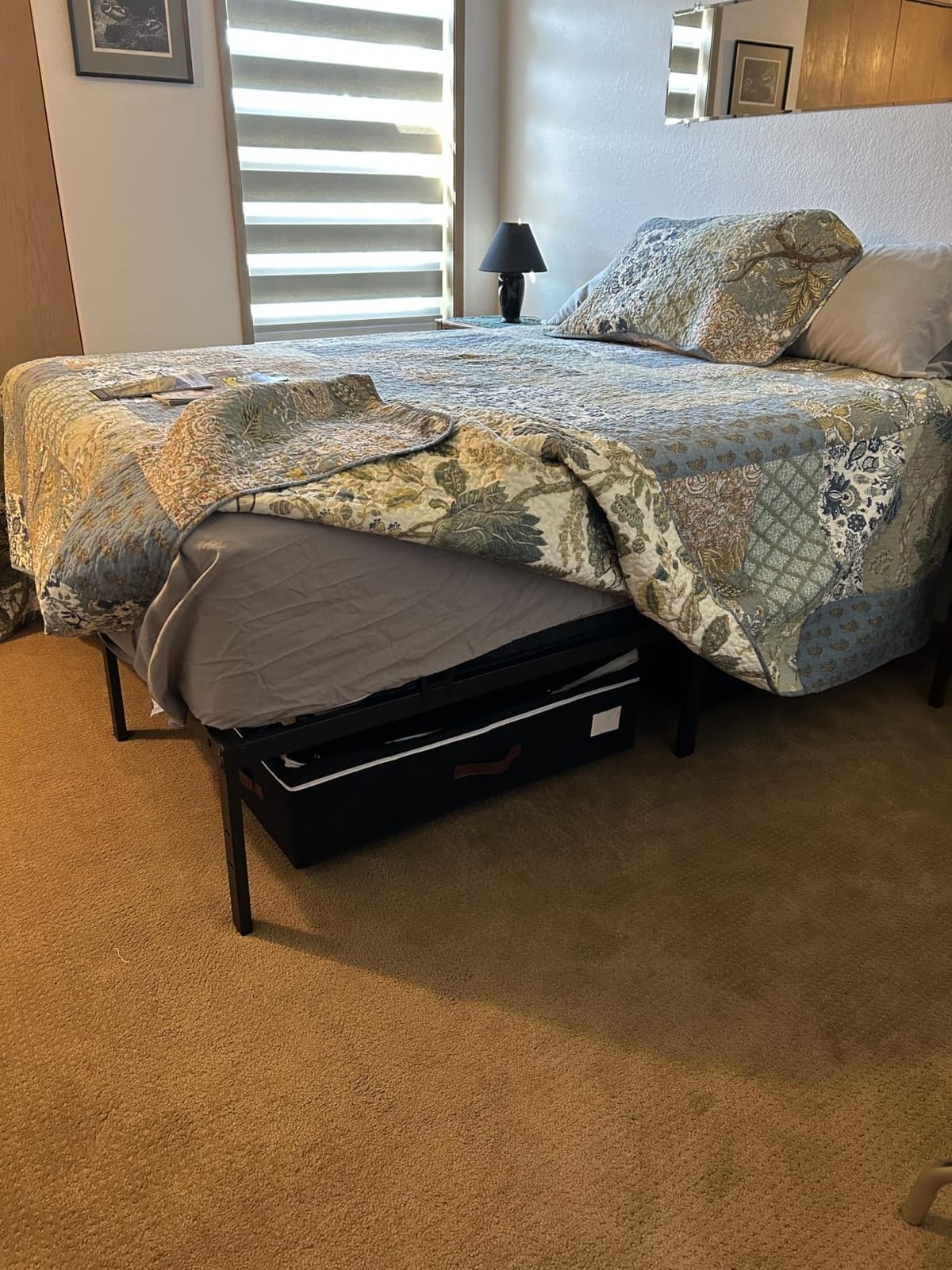 Budding Joy 80L 2 Pack Adjustable Under Bed Storage with Wheels | Underbed containers with clear lids, rolling under bed shoe storage organizer for dorm home clothes, blankets, toys, black customer photo 1