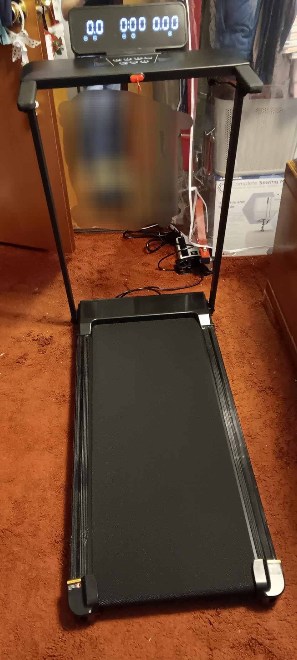 KASSADIN Electric Treadmill for Home Small, Walking Pad with Handle Bar, 3.5HP Portable Mini Treadmill for Home Exercising, Small Walking Pad Treadmill with Handle Bar and Incline, 0.6-10MPH, 400LBS customer photo 1