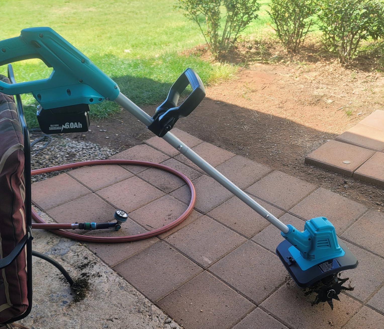 Battery Powered Garden Tiller Compatible with DeWalt 20V Battery(Tool Only), Cordless Brushless Cultivator, 48-Tine Mini Rototiller, 10